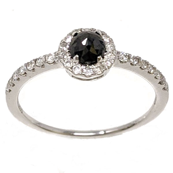 K18WG ブラックダイヤ リング